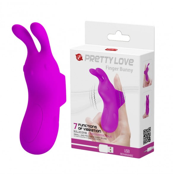 PRETTY LOVE - Bunny Finger Vibrator (Chargeable - Purple)